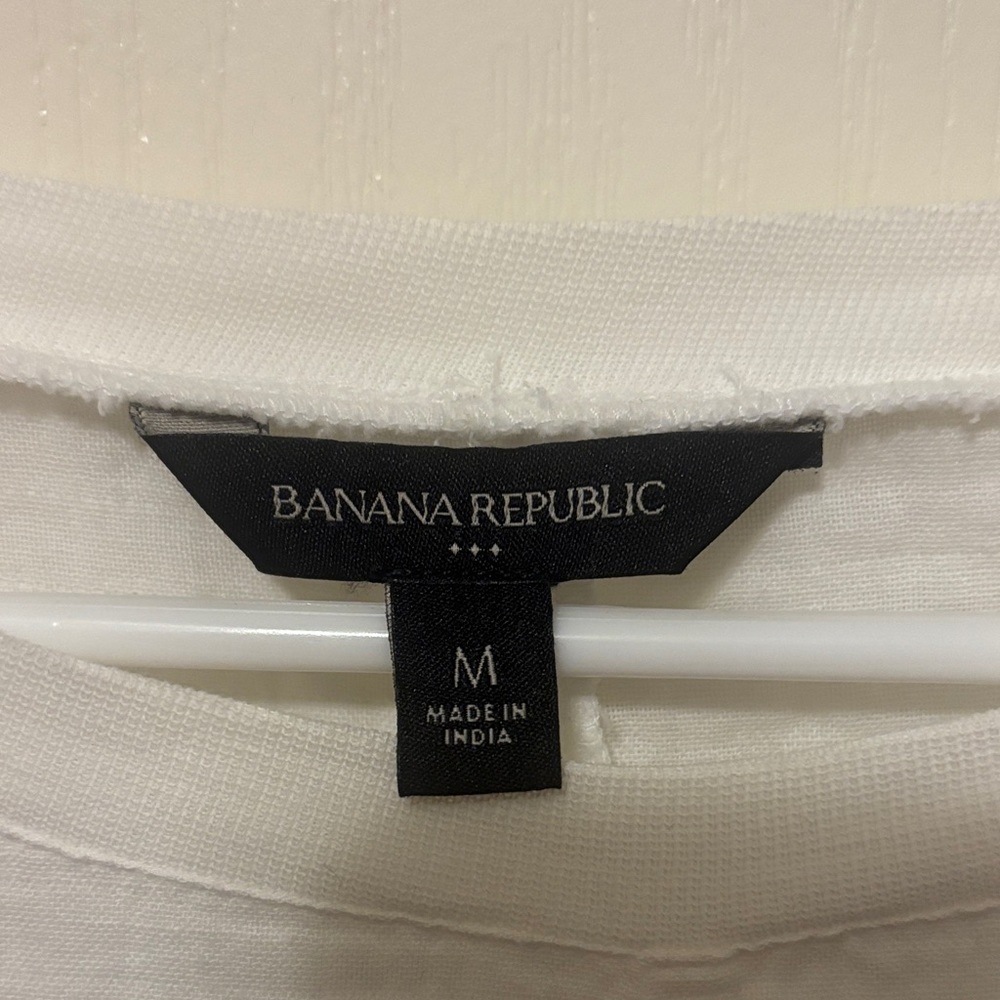 Banana Republic White Drawstring Pullover 100% Cotton Long-Sleeved Shirt - Picture 2 of 6
